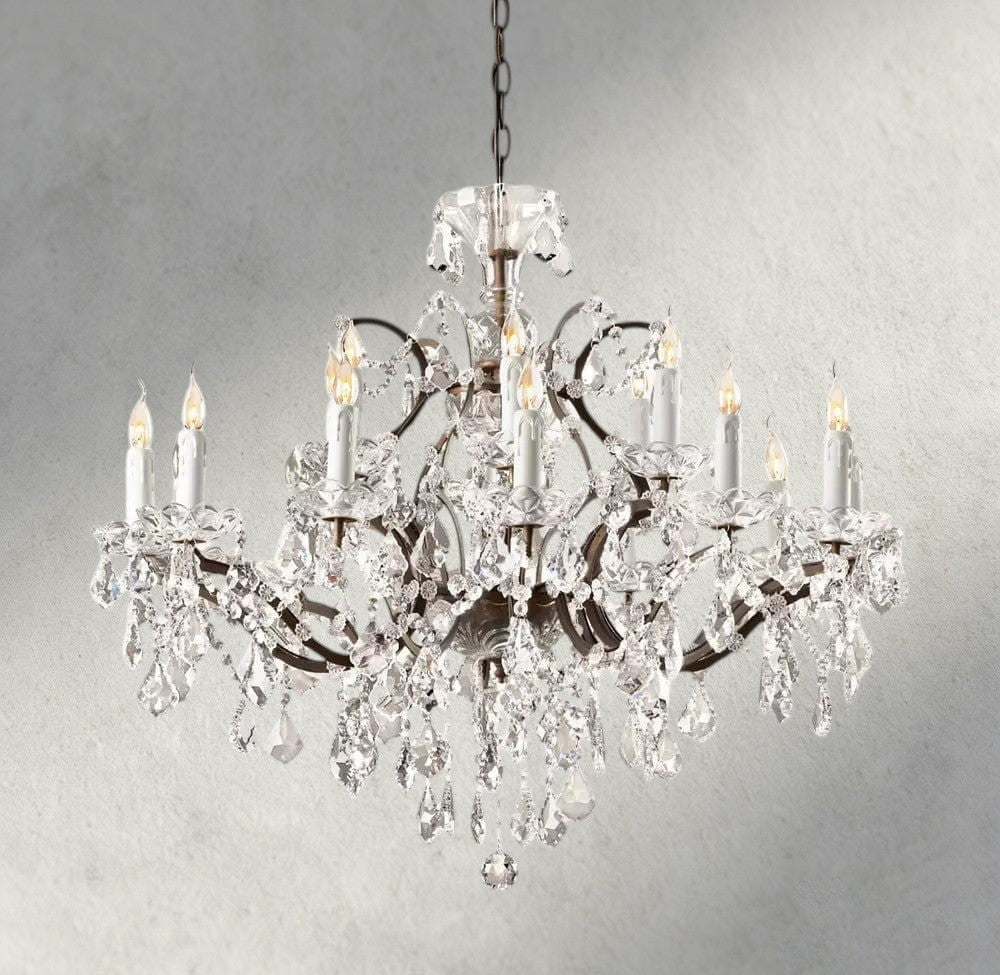19th C. Rococo Iron & Crystal Round Chandelier 18", 28", 33", 40", 60", 101"-chandelier-Manorlights