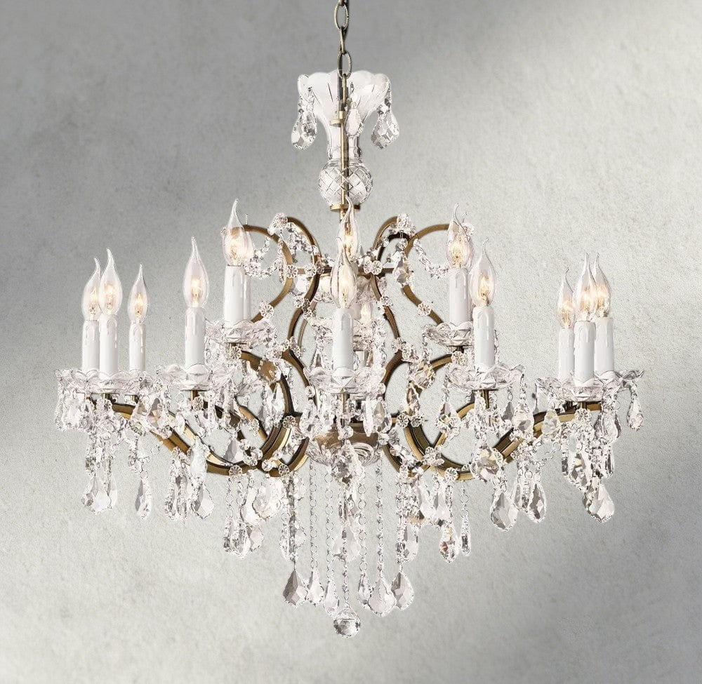 19th C. Rococo Iron & Crystal Round Chandelier 18", 28", 33", 40", 60", 101"-chandelier-Manorlights