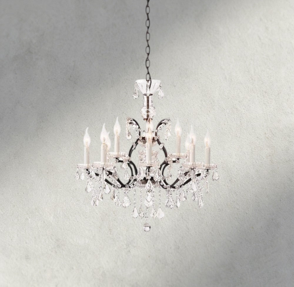 19th C. Rococo Iron & Crystal Round Chandelier 18", 28", 33", 40", 60", 101"-chandelier-Manorlights