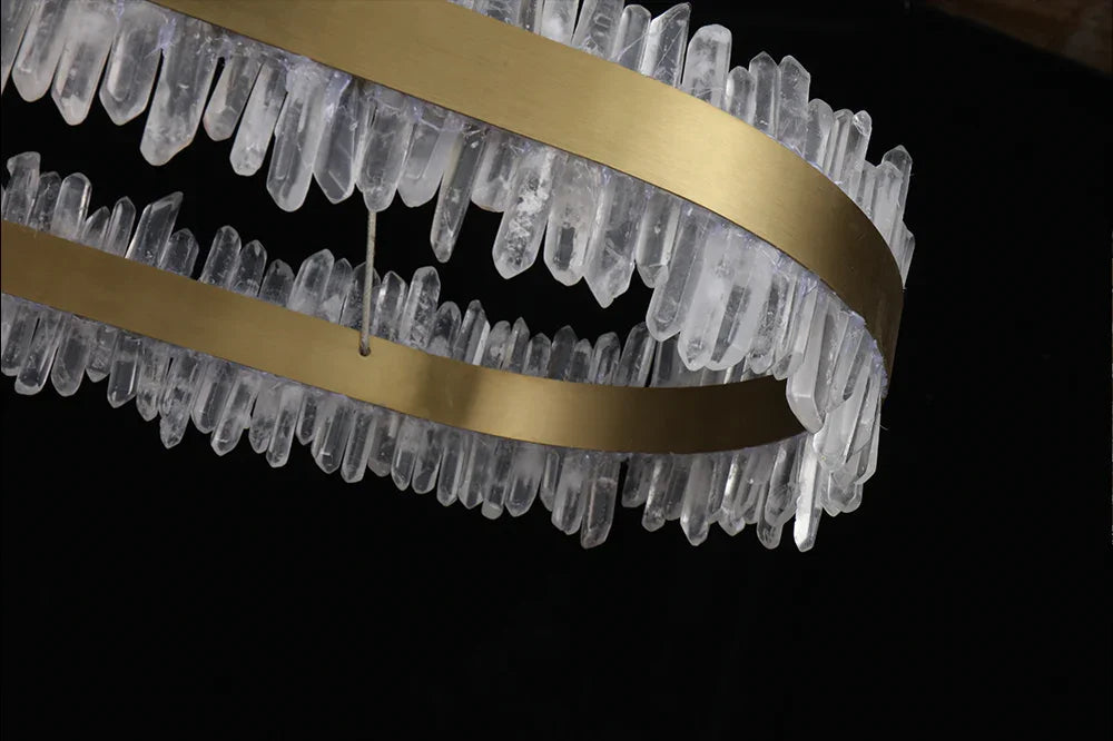 Double Round Rings Quartz Crystal Chandelier Hanging Modern Chandelier for Living Room-现代灯-Manorlights