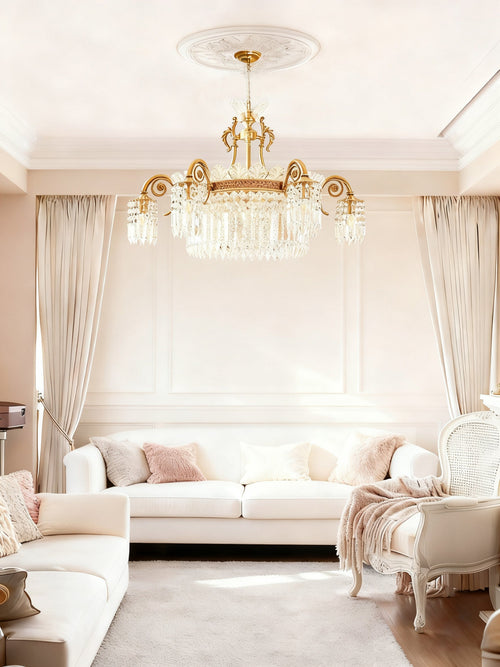 30X23 Inch Modern Crystal Chandelier Gold Antique Brass Chandelier-铜灯-Manorlights