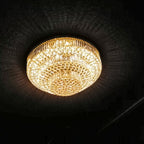 39 Inch Round Crystal Ceiling Light Tiered Flush Mounted Chandelier for Low Ceiling Room-大吊灯-Manorlights