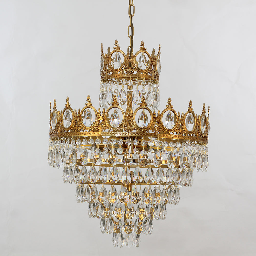 18 Inch Small Crystal Chandelier for Extrance Empire Style Brass Chandelier-铜灯-Manorlights