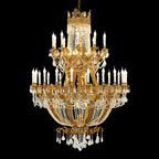 51X67 Inch 42 Lights Big French Empire Brass and Crystal Chandelier for Foyer-大吊灯-Manorlights