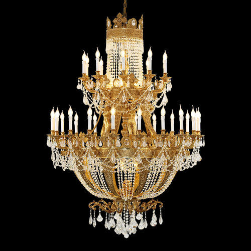 51X67 Inch 42 Lights Big French Empire Brass and Crystal Chandelier for Foyer-大吊灯-Manorlights