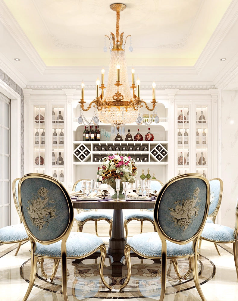 28X35 Inch 12 Lights French Empire Brass and Crystal Chandelier-铜灯-Manorlights