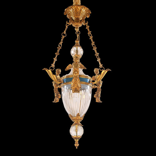 20X35 Inch 1 Light Rococo Style Antique French Copper Chandelier Pendant Light-铜灯-Manorlights
