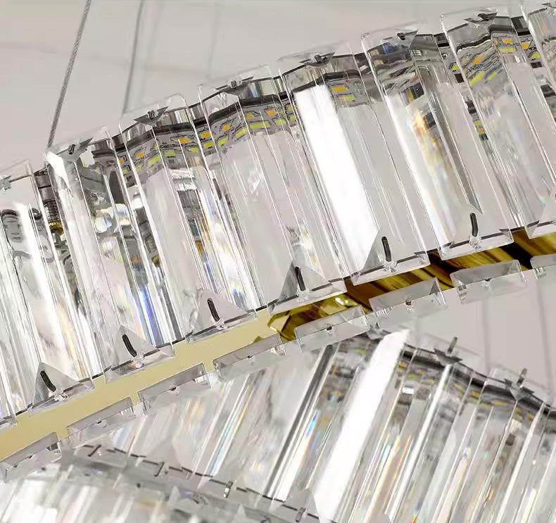 Custom Made 59'' Three Crystal Ring LED Chandelier Large Modern Chandelier for Hotel Lobby-大吊灯-Manorlights