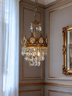 9 Inch Mini Kitchen Island Pendant Light Empire Style Brass Crystal Pendant Lighting-铜灯-Manorlights