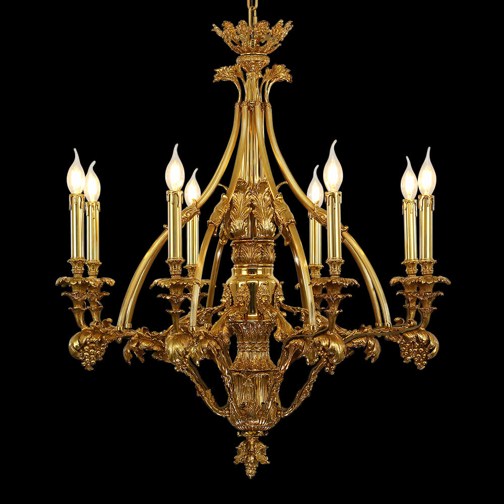 33X31 Inch 8 Lights Small Baroque Style Antique Copper Chandelier-铜灯-Manorlights