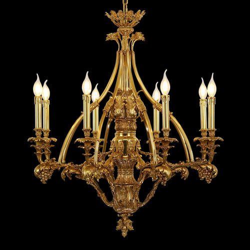 33X31 Inch 8 Lights Small Baroque Style Antique Copper Chandelier-铜灯-Manorlights