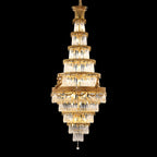 35X83 Inch Big Foyer Lighting Cascading French Empire Brass and Crystal Chandelier-大吊灯-Manorlights