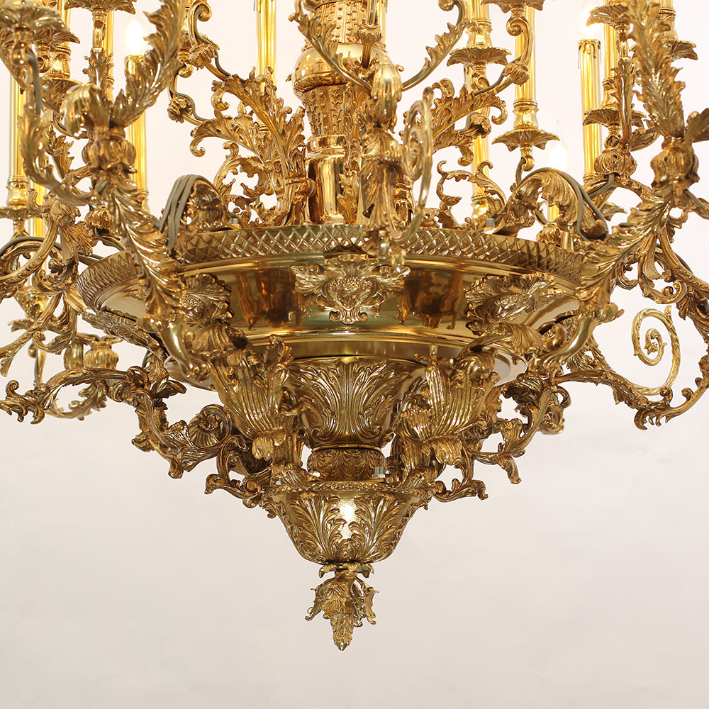 41X43 Inch 24 Lights Baroque Style Antique French Copper Chandelier-铜灯-Manorlights
