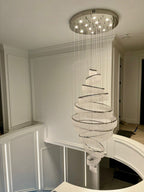 11 Crystal Ring Chandelier for High Ceilings 36X118 Inch Modern Staircase Chandelier Lighting-大吊灯-Manorlights
