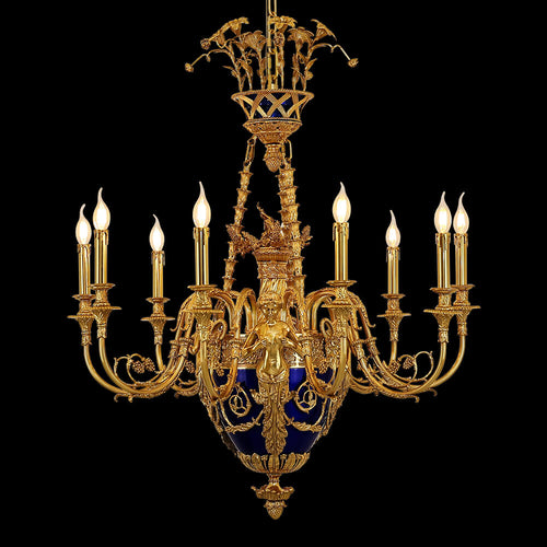 35X41 Inch 9 Lights Baroque Style Cast Copper Angles Antique French Empire Brass Chandelier-铜灯-Manorlights