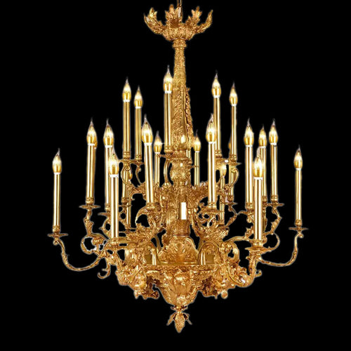 41X43 Inch 24 Lights Baroque Style Antique French Copper Chandelier-铜灯-Manorlights