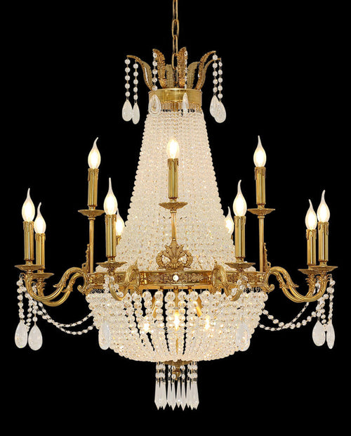 37X39 Inch 15 Lights French Empire Brass and Crystal Chandelier-铜灯-Manorlights