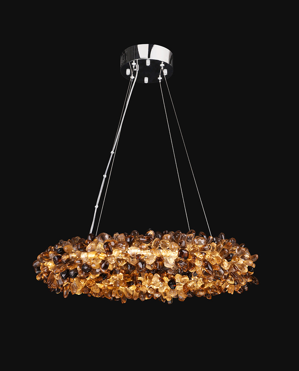 Multiple Size Modern Smoky Rock Crystal Halo LED Chandelier Pendant Light-现代灯-Manorlights