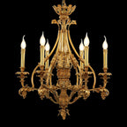 26X30 Inch 6 Lights Small Baroque Style Antique Copper Chandelier-铜灯-Manorlights