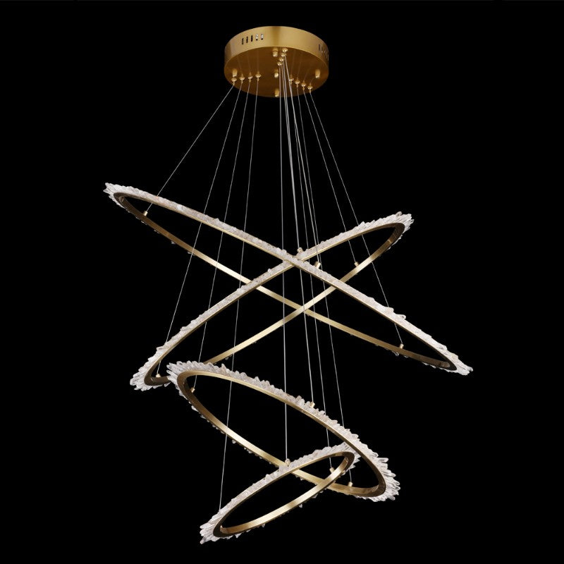 (16+24+31.5+40) Inch 4 Rings Quartz Crystal Chandelier Modern Suspended Hanging Light-现代灯-Manorlights