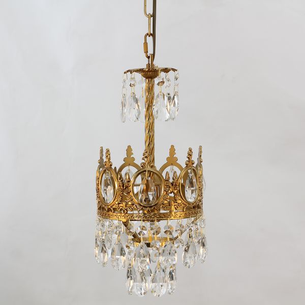 6 Inch Mini Crystal Pendant Light for Kitchen Island Empire Style Brass Crystal Chandelier-铜灯-Manorlights