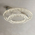 2/ 3 Rings Flush Mount Living Room Chandelier Crystal Bedroom Ceiling Light Fixture-Chandeliers-Manorlights