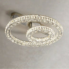 2/ 3 Rings Flush Mount Living Room Chandelier Crystal Bedroom Ceiling Light Fixture-Chandeliers-Manorlights