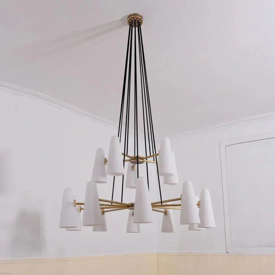 2 - Tier White Porcelain Round Chandelier - Manorlights