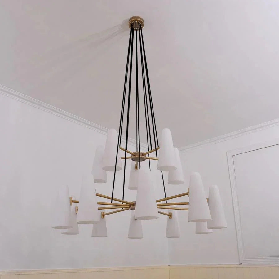 2 - Tier White Porcelain Round Chandelier - Manorlights