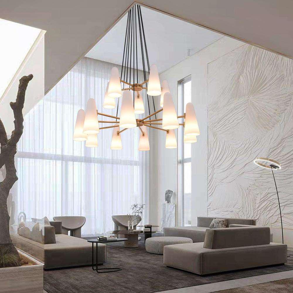 2 - Tier White Porcelain Round Chandelier - Manorlights