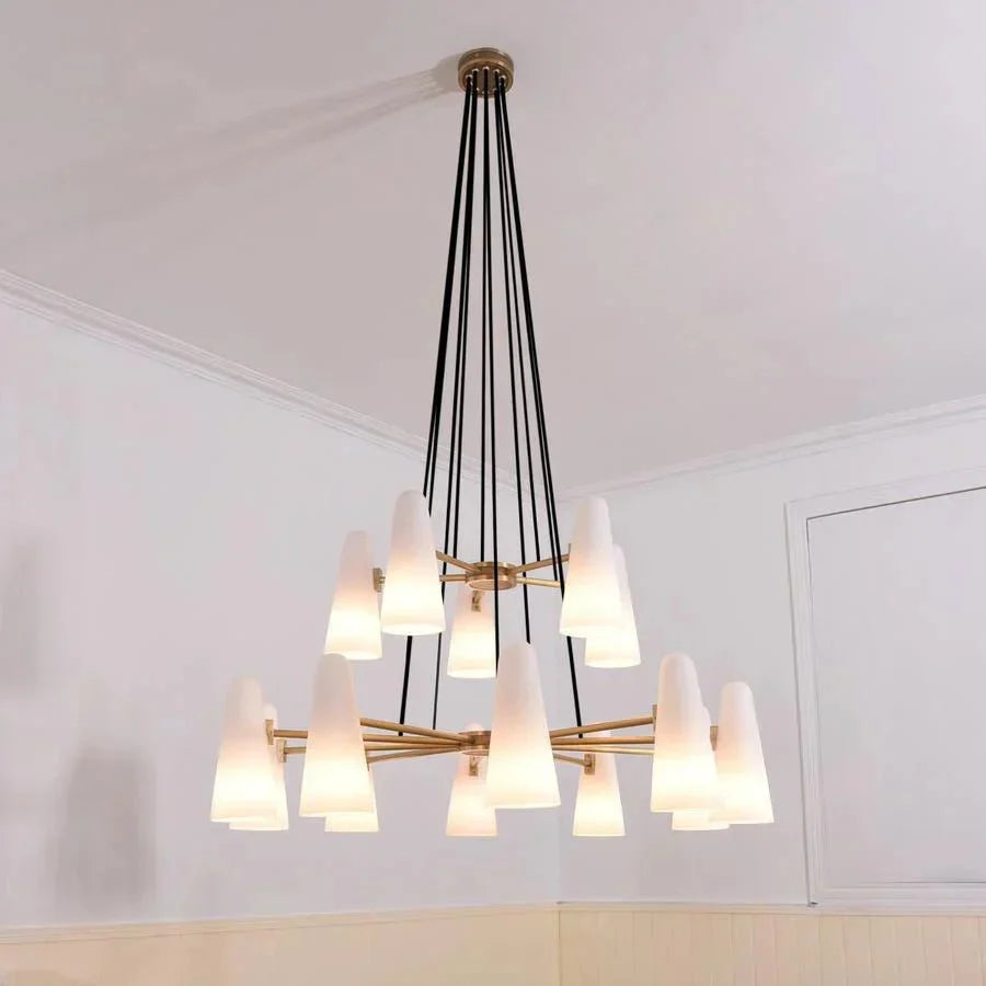 2 - Tier White Porcelain Round Chandelier - Manorlights