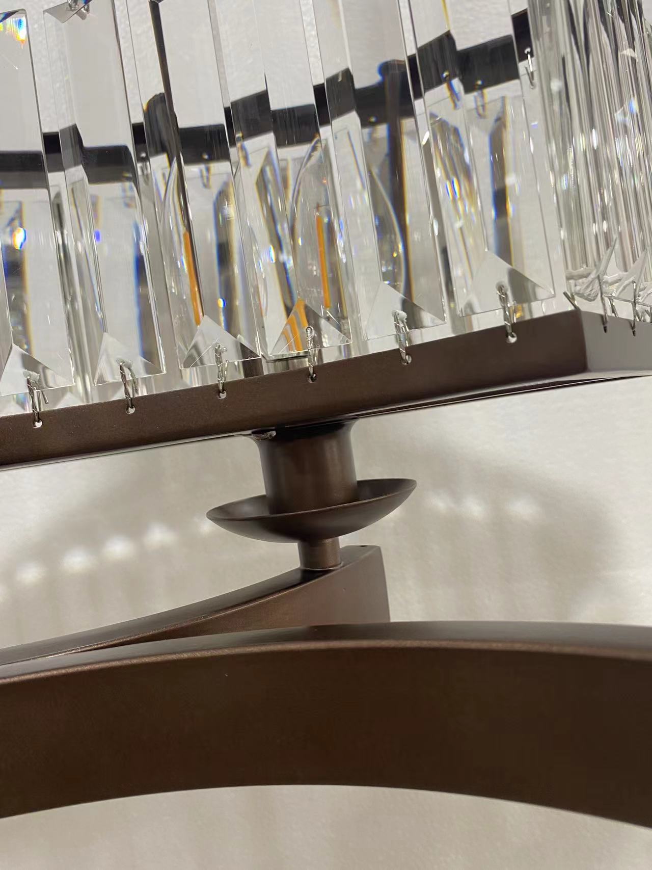 Decorative 6/ 8/ 10/ 12-Light Crystal Ceiling Chandelier Triangular Prism Island Light Fixture Metal Shade for Living Room-Manorlights