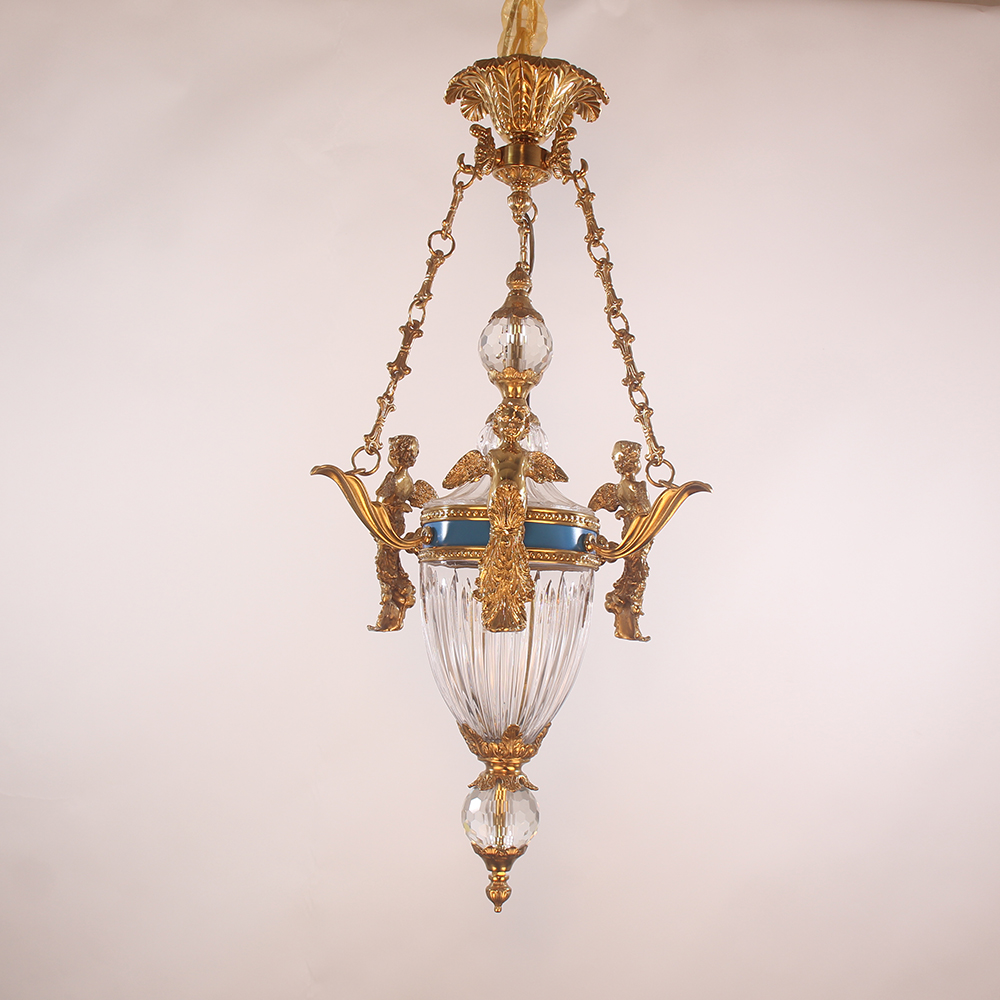 20X35 Inch 1 Light Rococo Style Antique French Copper Chandelier Pendant Light-铜灯-Manorlights