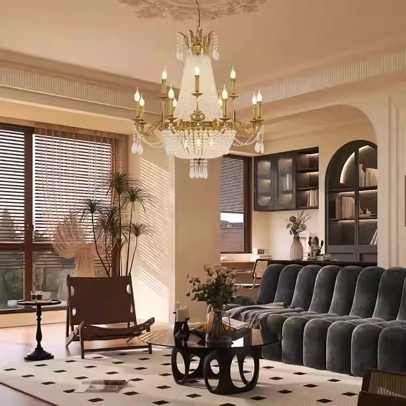 37X39 Inch 15 Lights French Empire Brass and Crystal Chandelier-铜灯-Manorlights