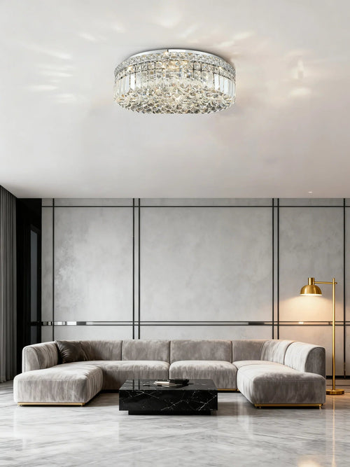 20'' Round Flush Mounted Chandelier Modern Crystal Ceiling Light-吸顶灯-Manorlights