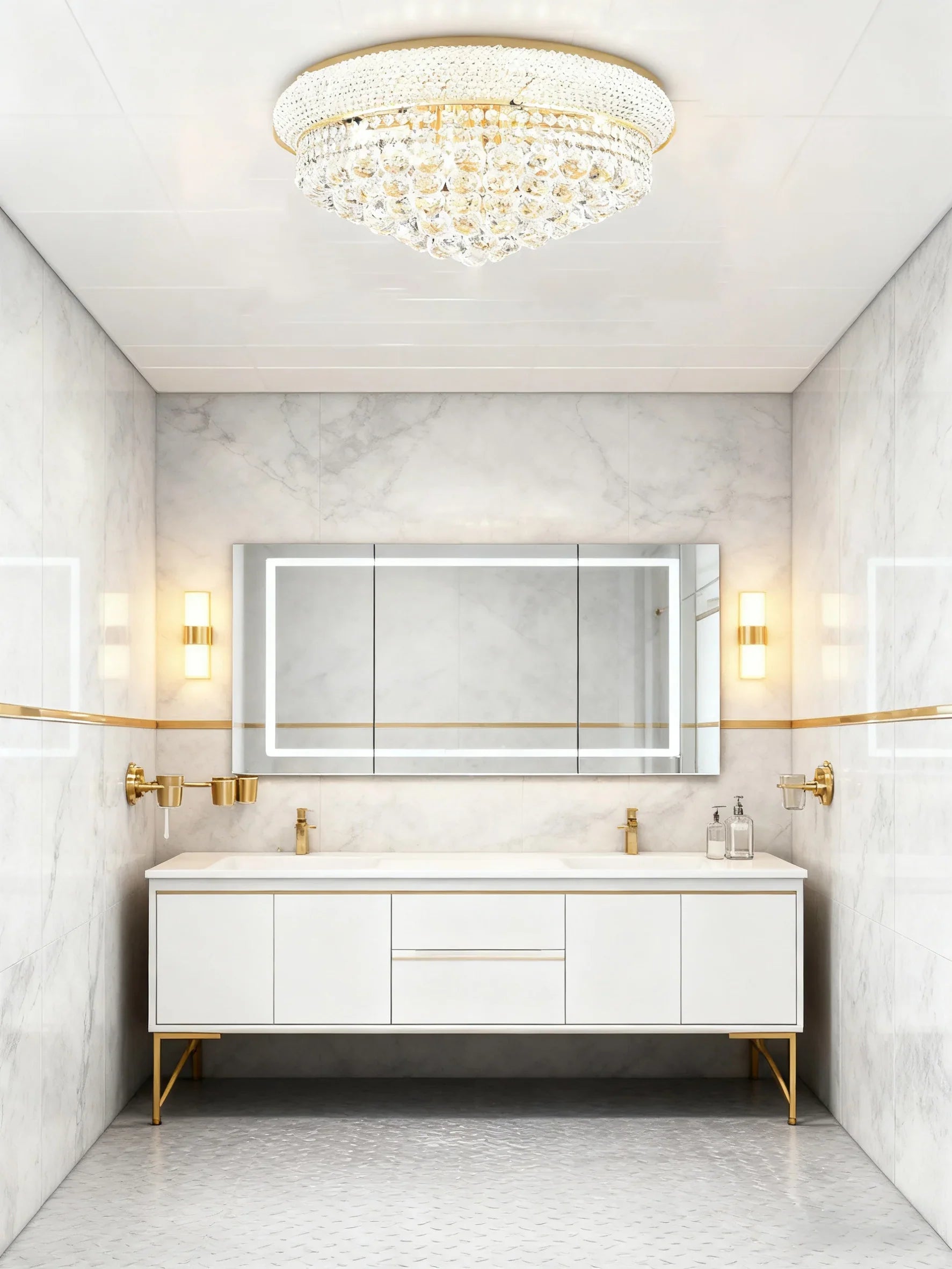 20'' Round Crystal Ceiling Light Empire Flush Mounted Crystal Chandelier-吸顶灯-Manorlights