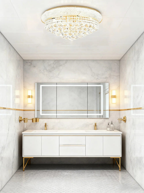 20'' Round Crystal Ceiling Light Empire Flush Mounted Crystal Chandelier-吸顶灯-Manorlights