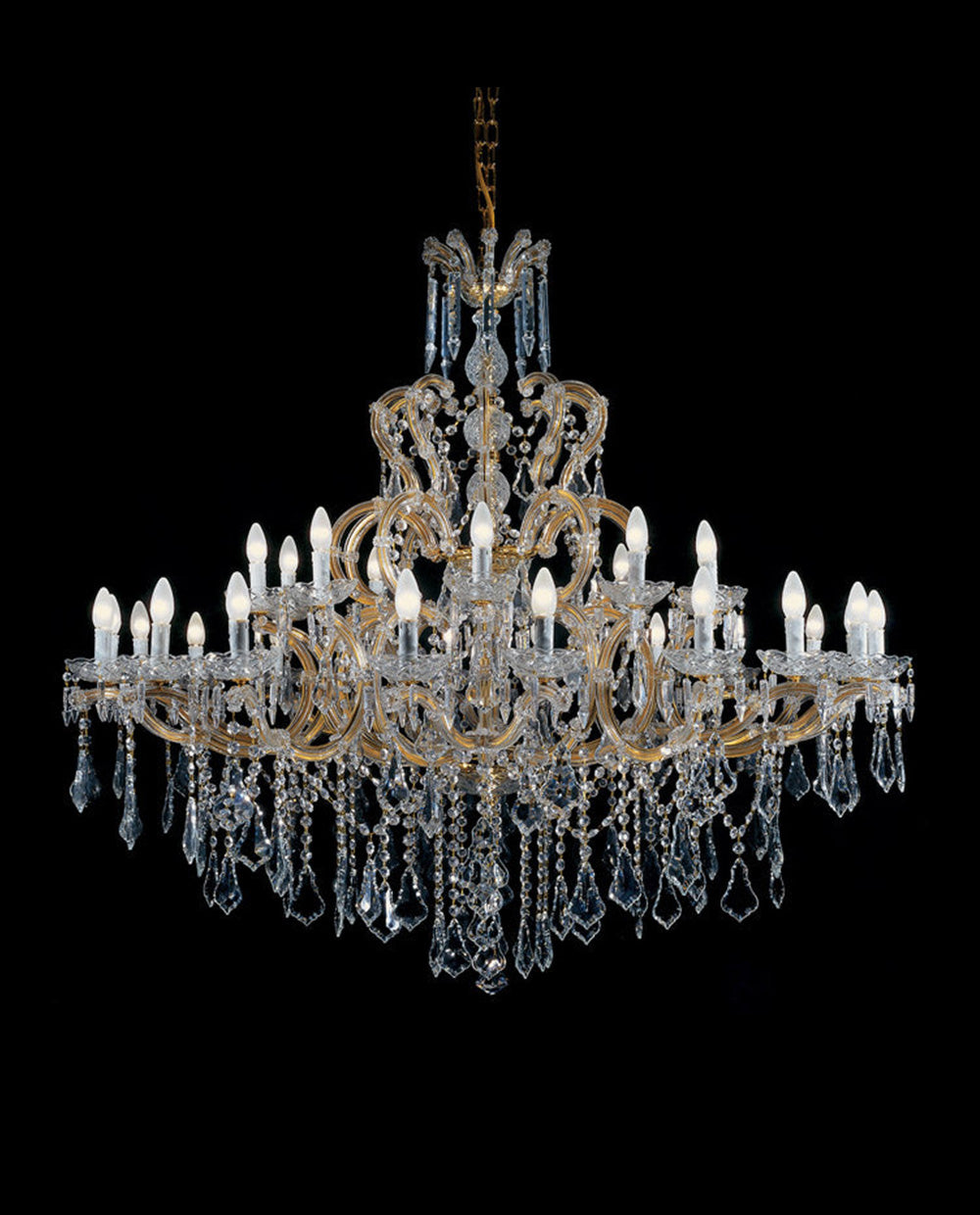 57X53 Inch Two Tiers Candle Style Crystal Chandelier 30 Lights Gold Maria Theresa Chandelier for Dining Room-大吊灯-Manorlights