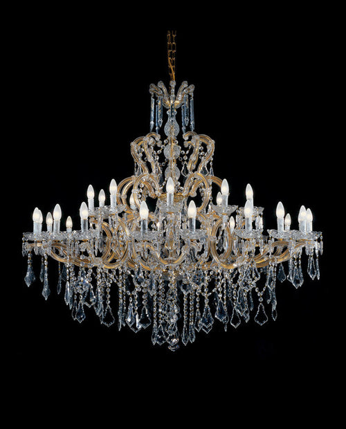 57X53 Inch Two Tiers Candle Style Crystal Chandelier 30 Lights Gold Maria Theresa Chandelier for Dining Room-大吊灯-Manorlights