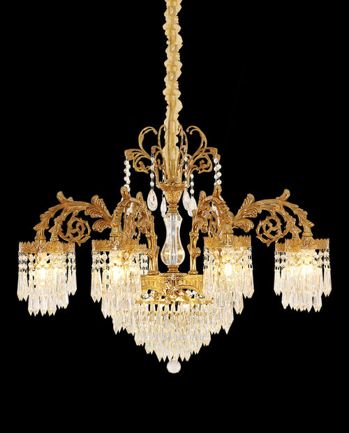 33 Inch Wide French Empire Style Brass Crystal Chandelier Gold Living Room Chandelier-铜灯-Manorlights