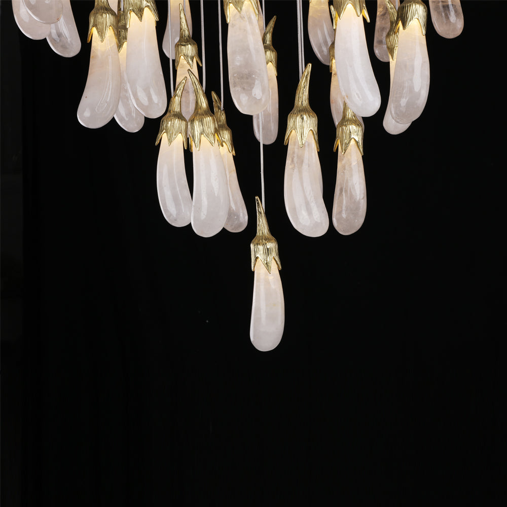 22X47 Inch 32 Rock Crystal Long-eggplants Pendant Modern LED Chandelier-现代灯-Manorlights