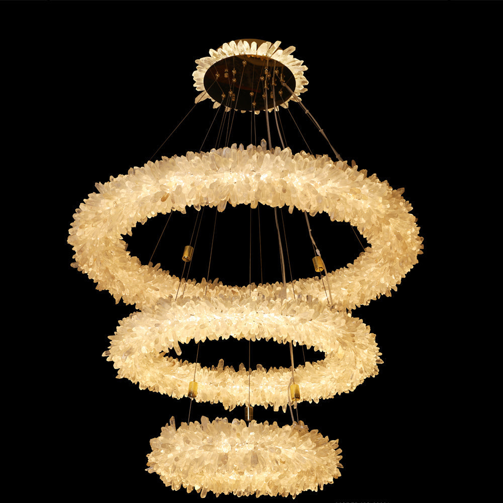 (24+36+48) Inch 3 Tiers Modern Geode Quartz Crystal LED Ring Chandelier-现代灯-Manorlights