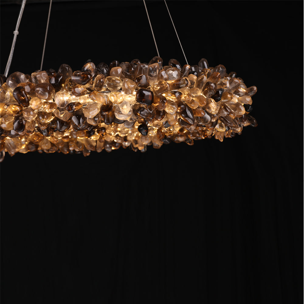 Multiple Size Modern Smoky Rock Crystal Halo LED Chandelier Pendant Light-现代灯-Manorlights