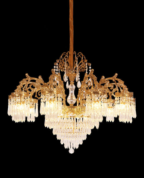 37 Inch Wide French Empire Style Brass Crystal Chandelier Gold Living Room Chandelier-铜灯-Manorlights
