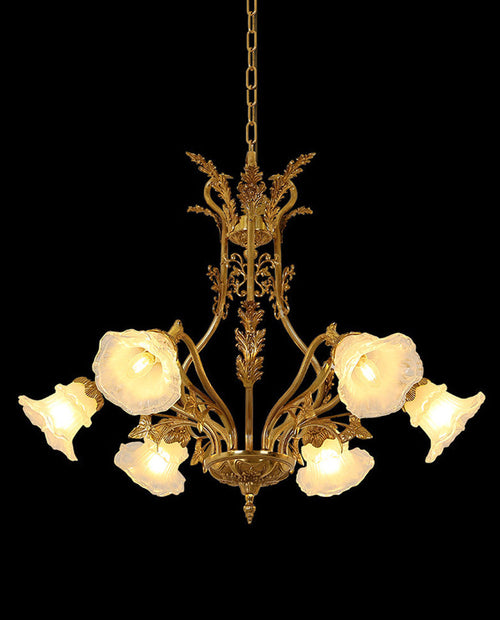 6 Lights Classical Retro Brass Chandelier Light 33X27 Inch-铜灯-Manorlights