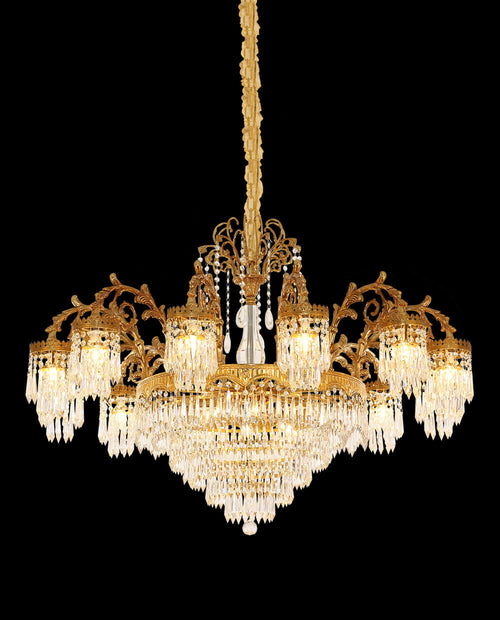 47 Inch Wide French Empire Style Brass Crystal Chandelier Gold Living Room Chandelier-铜灯-Manorlights