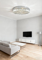 24'' Round Flush Mounted Chandelier Modern Crystal Ceiling Light-吸顶灯-Manorlights