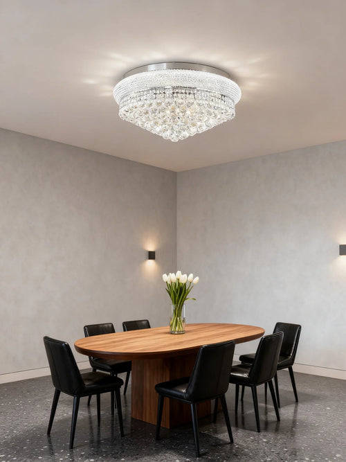 24'' Round Crystal Ceiling Light Empire Flush Mounted Crystal Chandelier-吸顶灯-Manorlights