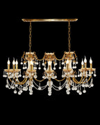 12 Lights 50 Inch Linear Traditional Gold Brass and Crystal Chandelier for Dining Room-铜灯-Manorlights