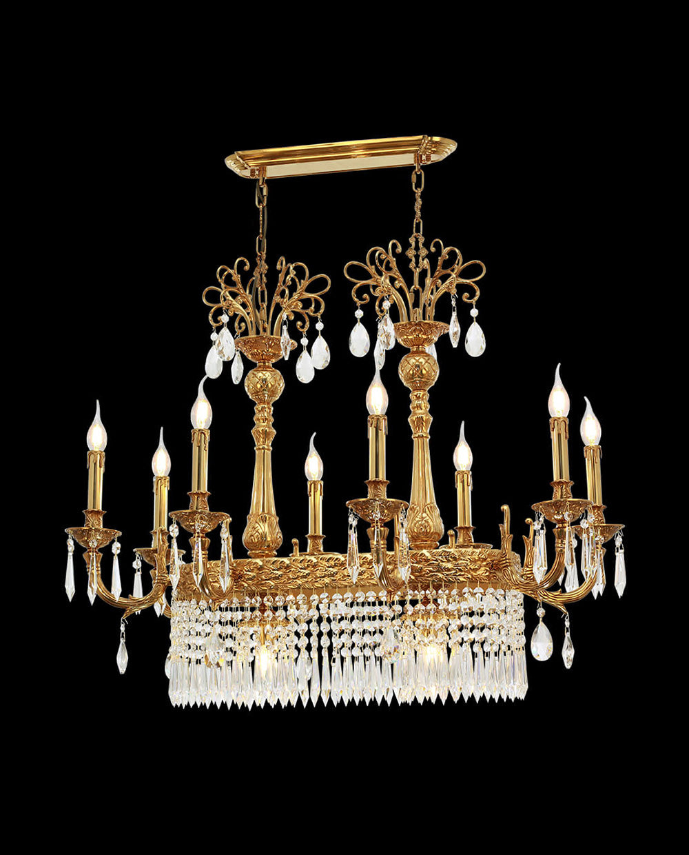 36 Inch Linear Chandelier French Empire Style Brass and Crystal Dining Chandelier-铜灯-Manorlights